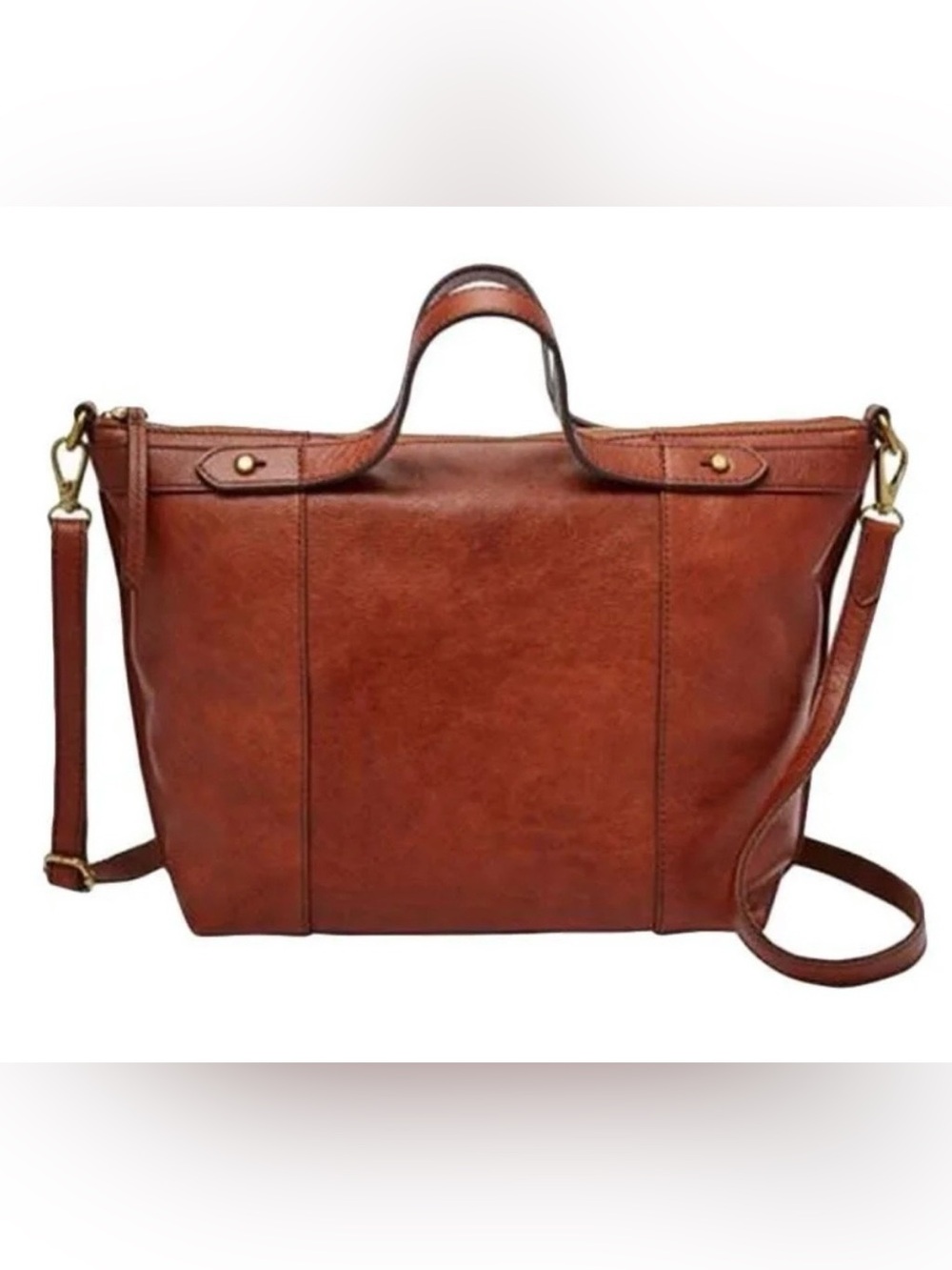 Fossil | Sadie Cognac Brown Leather Satchel Crossbody Bag